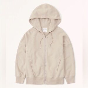 Abercrombie & Fitch Essential SoftAf Max Boyfriend Full-zip Up Hoodie Cream S